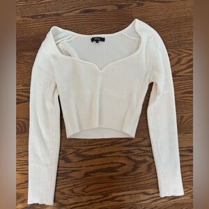 White sweater top cropped
